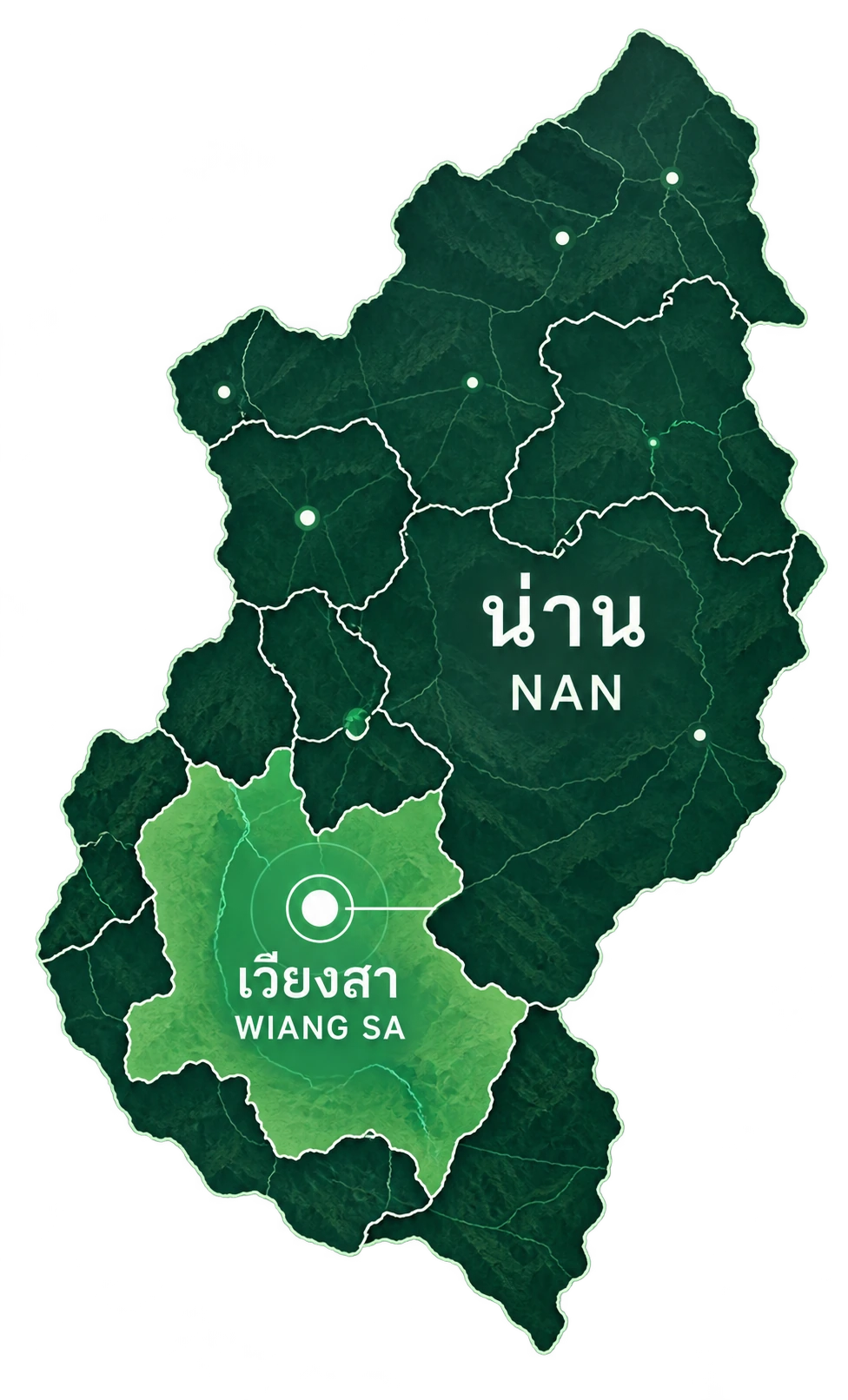 ภาพแผนที่เชิงภาพประกอบของจังหวัดน่าน เน้นอำเภอเวียงสา